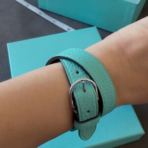 Tiffany & Co. Turquoise Leather pet collar or women bracelet